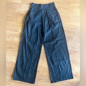 Abercrombie & Fitch Linen Cotton Ultra Wide Leg Pants Black Size Small